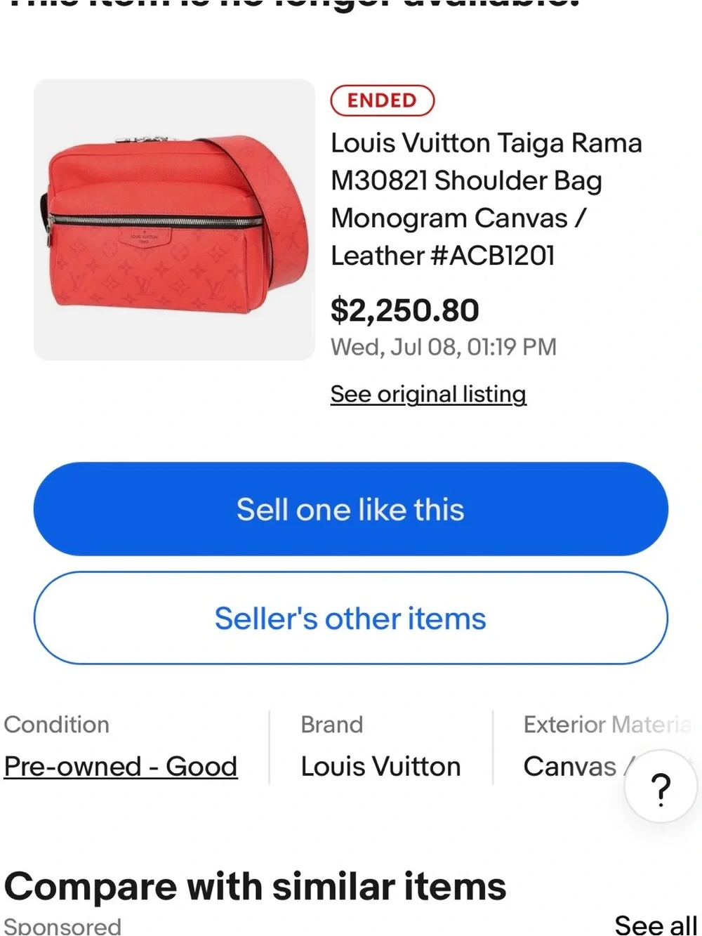 Louis Vuitton Red Leather Monogram Messenger Bag